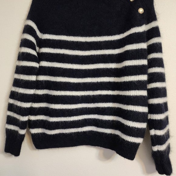 Sezane Women TRUDY JUMPER Navy / Ecru, S, Mohair Merinowoll Blend, Classic - Picture 7 of 15
